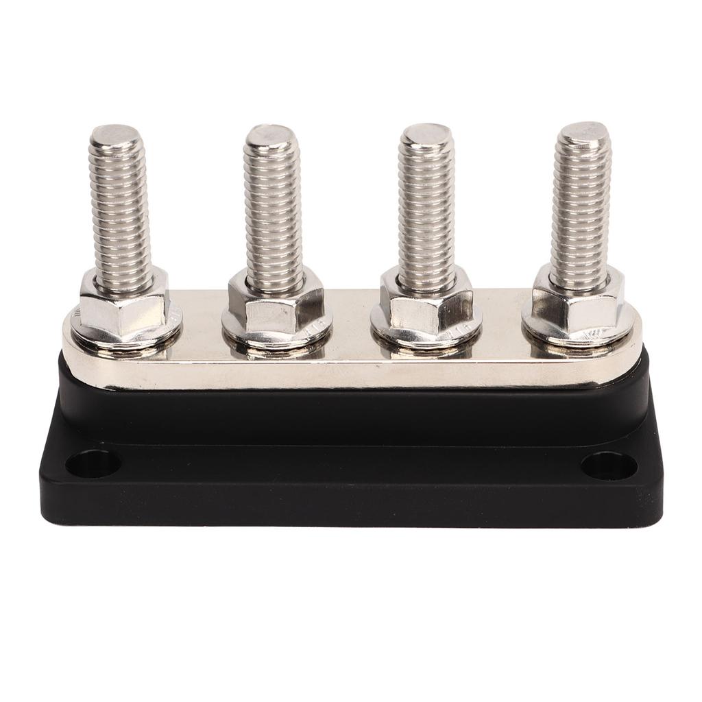 4 Post Power Distribution Block 3 8inch M10 Studs Battery Bus Bar with Cover DC12V to 48V 300A for Cars Boats RVs Black