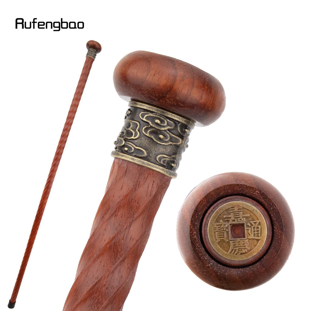 Copper Rotate Round Wooden Traditional Fashion Stick Decorative Cospaly Party Wood Cane Halloween Wand 95cm