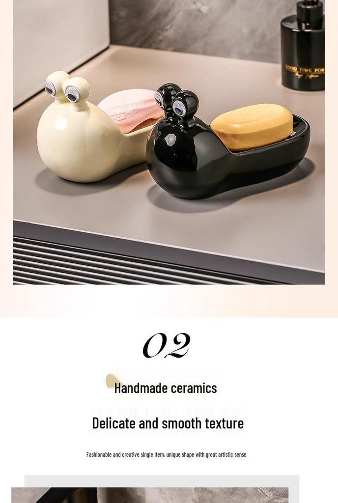 Creative Snail Ceramic Soap Dish with Water Filter for Bathroom