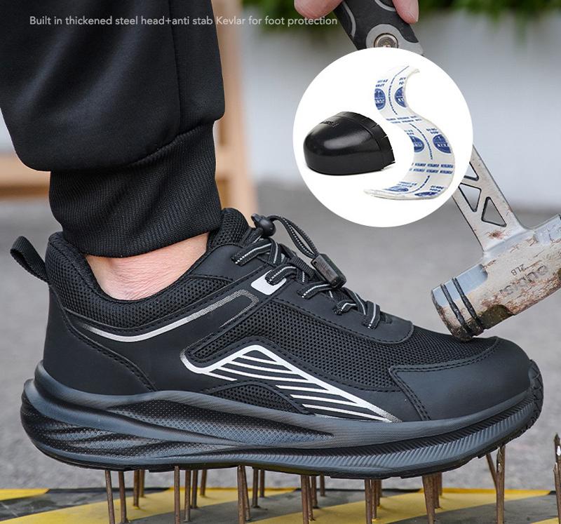 Men's Soft and Lightweight Anti-Smashing Steel Head Anti-Puncture Protective Shoes Fashion Wear-Resistant Work Safety Shoes
