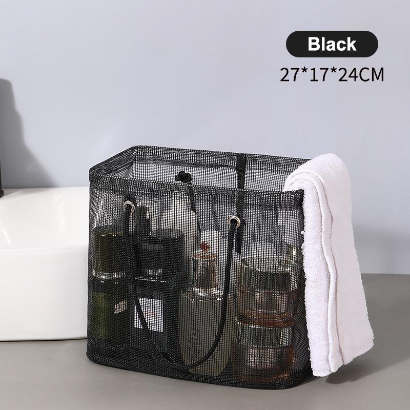 

§Large Capacity Bath Basket Women s Handheld Shower Drainage Bag Swimming Gear Storage Basket Men s Bathing Accessory Bag чорний