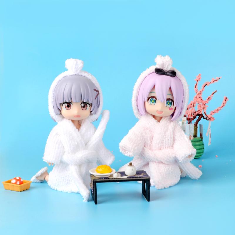 OB11 Doll Pajamas Bathrobe Top Suit For Ob11 1/12 Doll Outfit Daily Casual Accessories For Children Diy Comes With Slippers