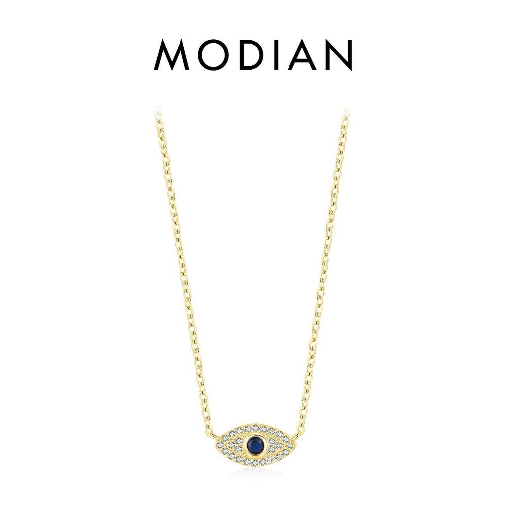 MODIAN 925 Sterling Silver Mysterious Blue Eyes Pendant Necklace Clavicle Chain Link For Women Party Fine Jewelry Birthday Gift