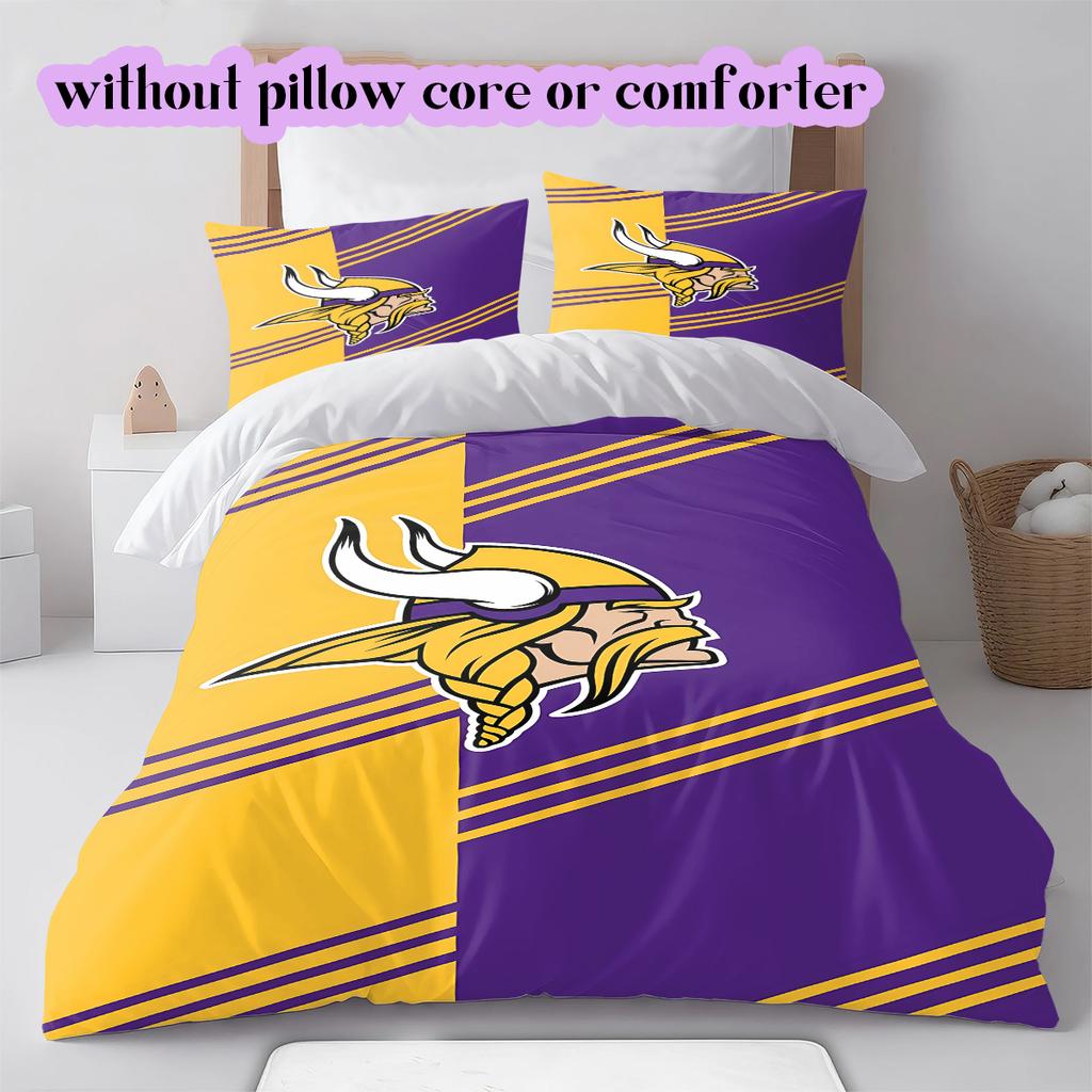 football Logo Pattern Bedding Quilt Set Quilt Cover Pillowcase Home Decoration Birthday Gift (1*duvet cover+ 2*pillowcase, without core)