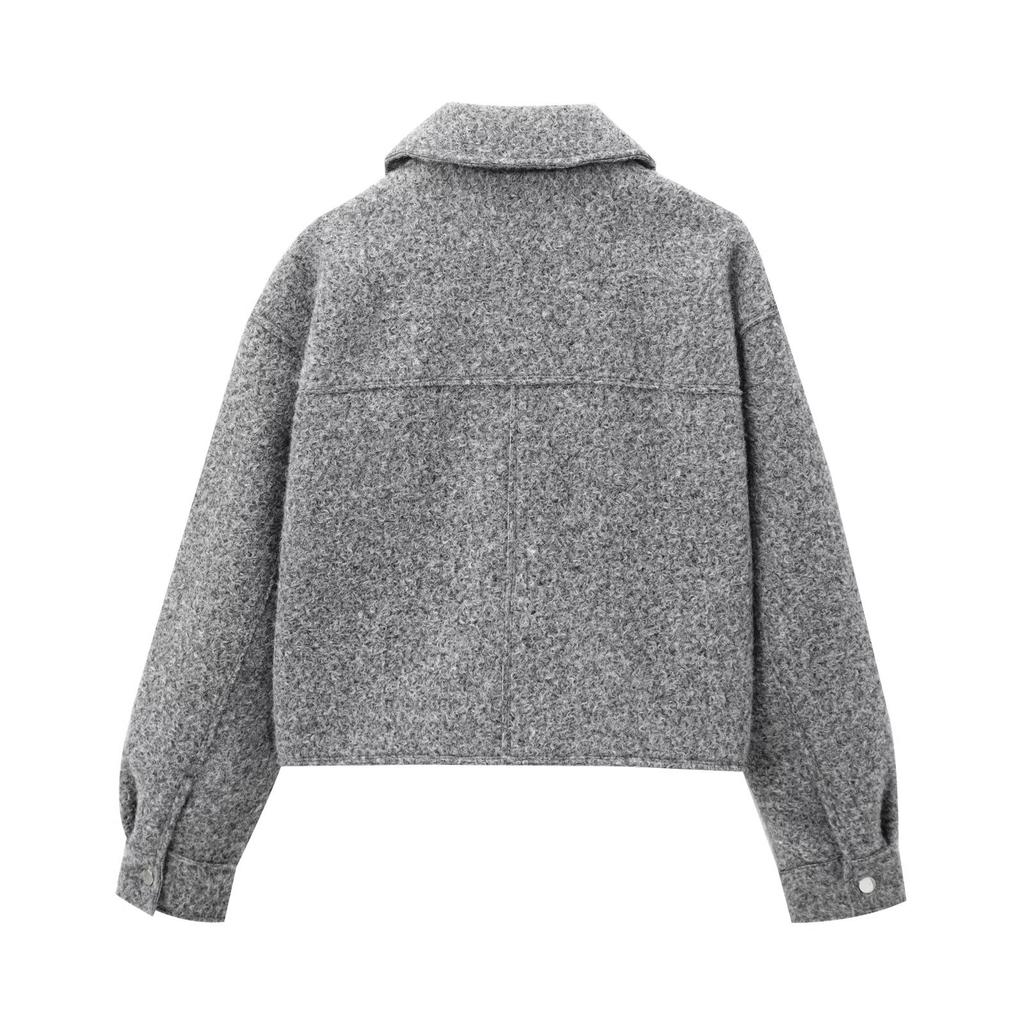 Autumn new women's clothing, European and American French design beaded leather tweed short jacket