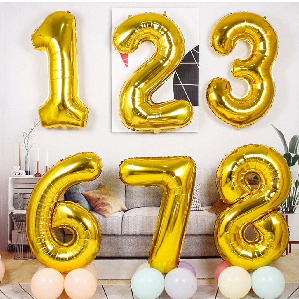 Globo de Número de Lámina de Aluminio Amplia Aplicación Seguro y Duradero Números 0-9 Globos de Lámina