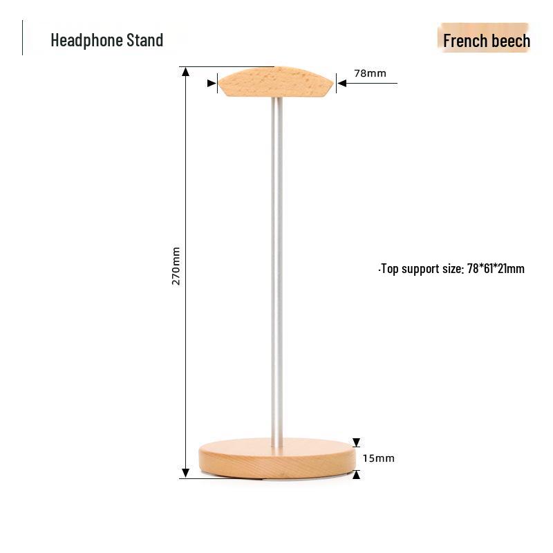 Solid Black Walnut Over-Ear Headphone Stand - Simple Wooden Display Hanger