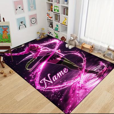 Custom Name Pink Power Dance Carpet Rug Customizable Soft Washable Anti-Slip Home Living Room Sofa Mats Personalized Rug. 0909159