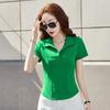 Dames Zomer POLO Kraag Kortmouwige Afslankend Visgraat Ontwerp Korte Top