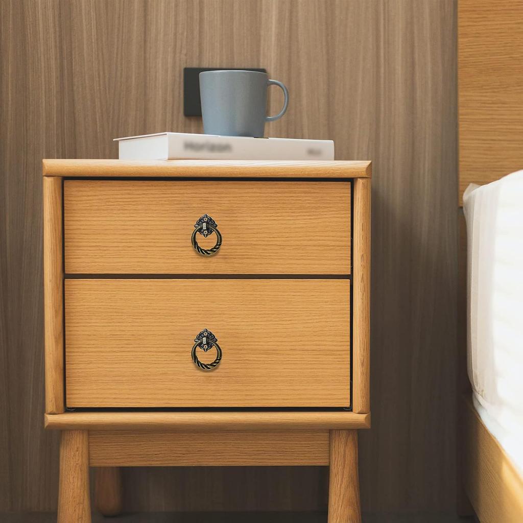 8pcs Retro Style Bronze Lifting Rings, Drawer Handles, Furniture Drawer Handles, Bathroom Vanity Handles with Screws, Hardware Kitchen Cabinet Handles