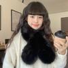1Pc Korean Version of Student Hair Cross Long Scarf Warm Imitation Fur Fox Hair Solid Color Scarf Scarf Neck Autumn and Winter Women Thickened