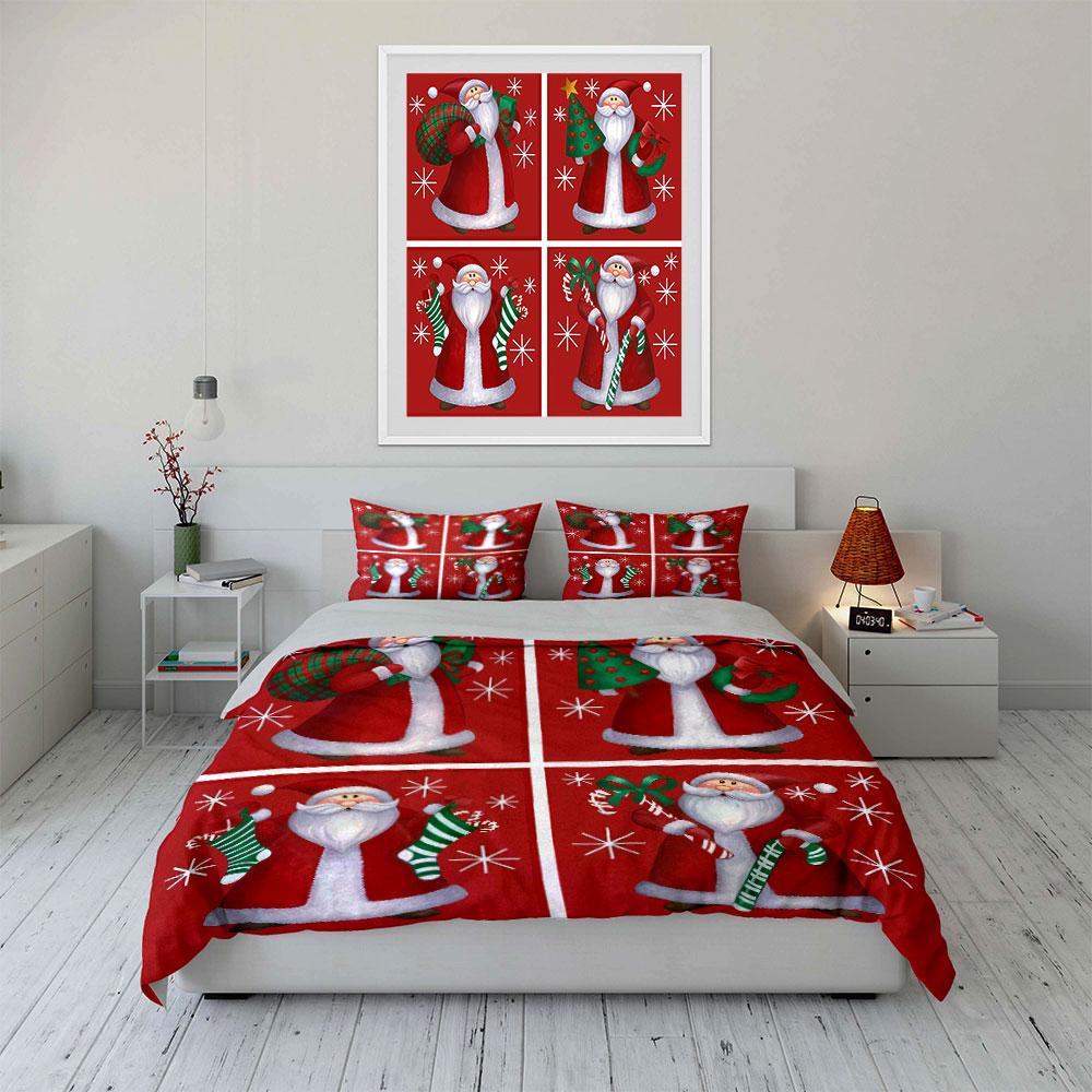 Santa Claus Christmas Set Bedding Duvet Cover Set Duvet Cover Pillowcases (1*Duvet Cover 2*Pillowcases, Without Duvet Insert)