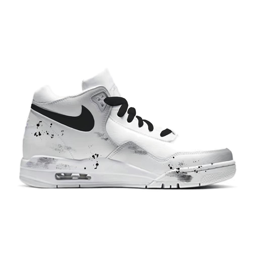 Nike Flight Legacy Junjie 2026 Scarpe da Basket Vintage Mid-top Uomo Nero Bianco Grigio Argento BQ4212-101(Team861-2026)