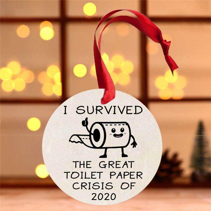 Charming 2020 Christmas Tree Hanging Ornament Circular Wood Decor For Quarantine Memories