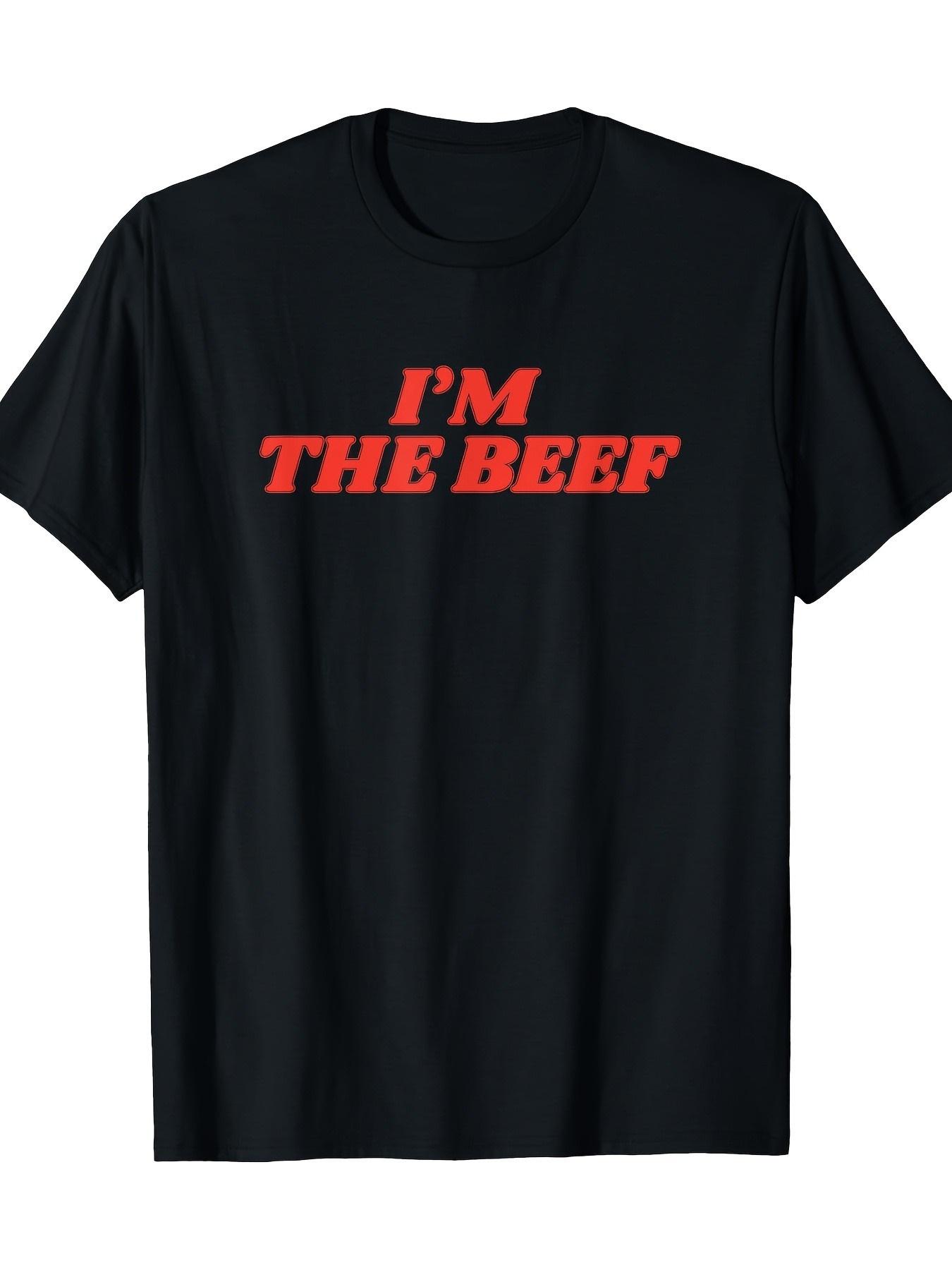Men s  I m The Beef  Graphic T-Shirt - Bold Red Letter Print on Black S