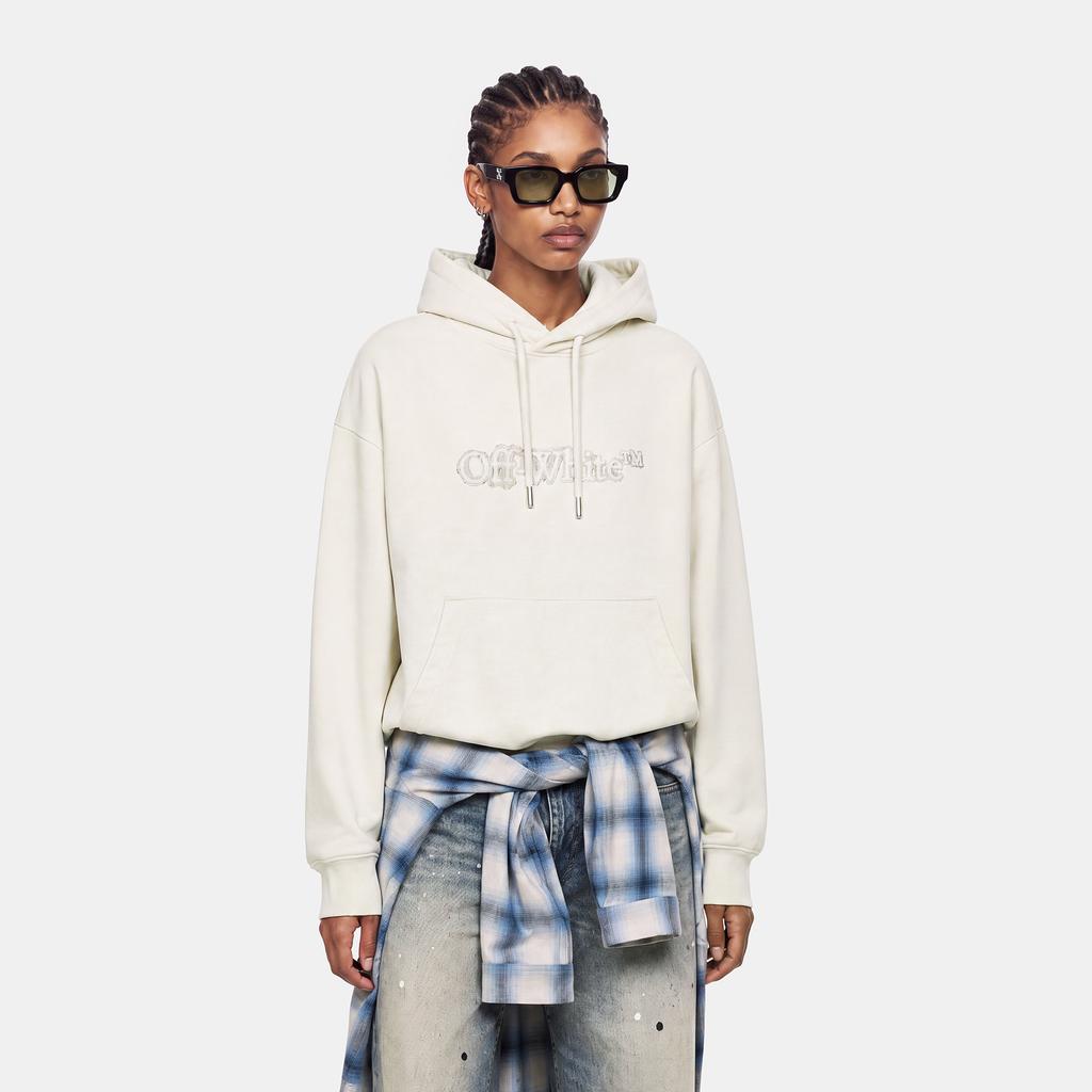OFF WHITE Bluzy Unisex Ekri z Kapturem Niewyjmowanym Umiarkowany Prosty Krój OFFSWGLOGA05R