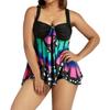 Übergröße Damen Schmetterlingsdruck Hohe Taille Blouson Tankini Stilvolle Bademode für Jeden Anlass