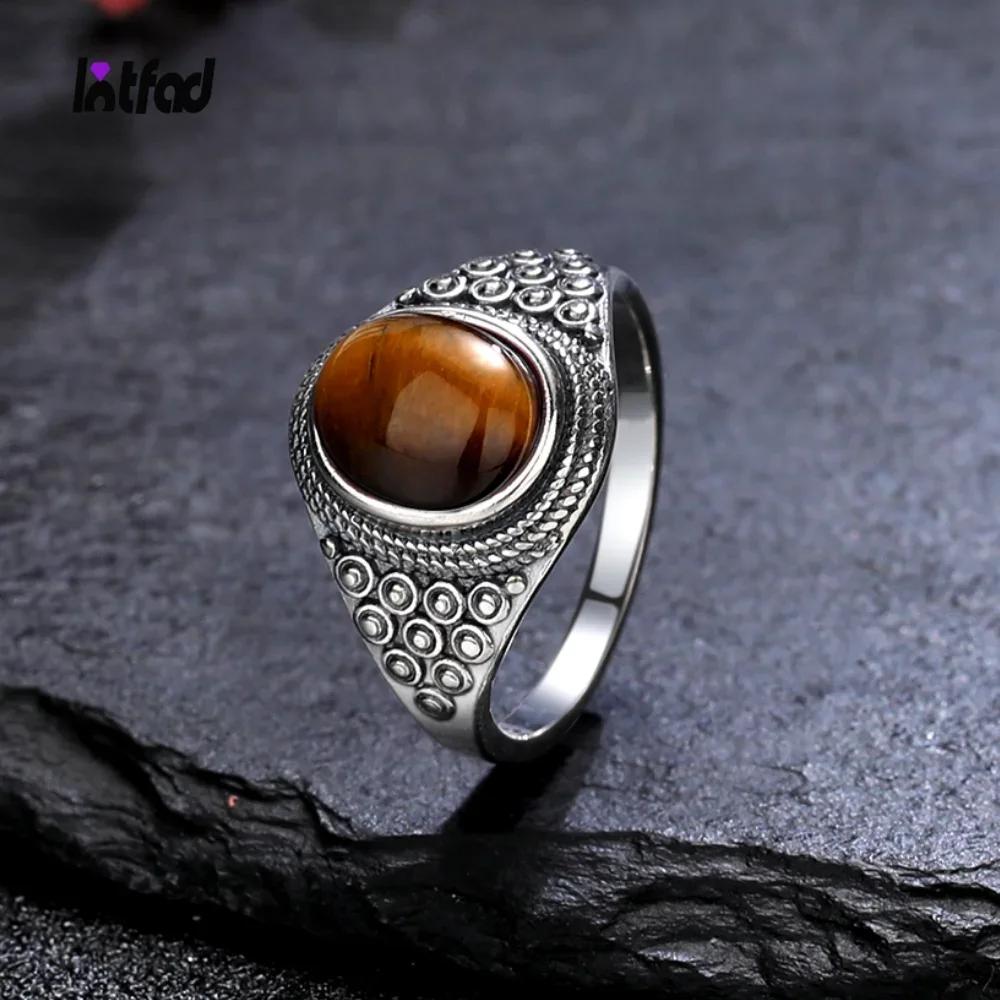 Luxury Rhodochrosite Zircon Ring  New S Silver Ring Wholesale Oval Tiger's Eye Rings Gift for Women