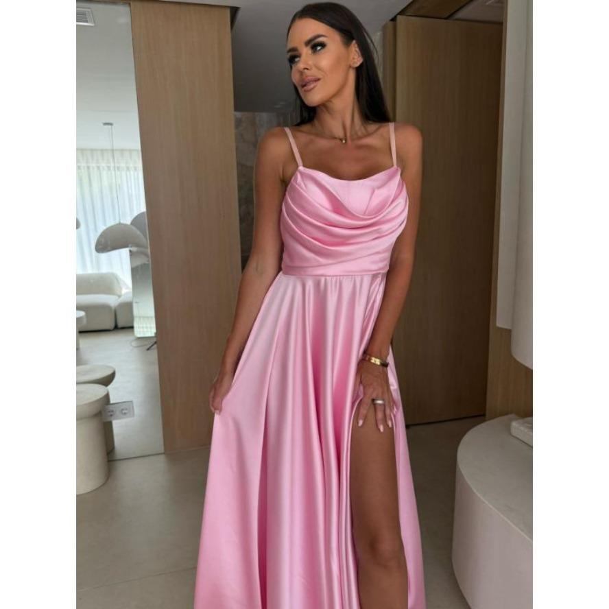 

YYFS женские модные летние весенние однотонные повседневные платья без рукавов с подтяжками и высокой талией XXL розовый