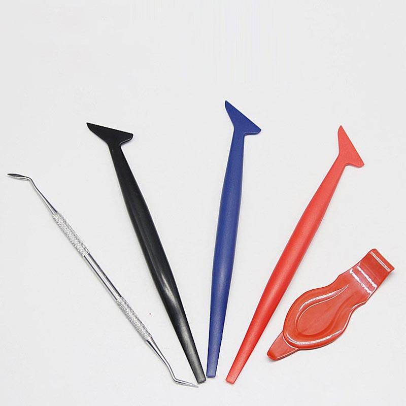 

5X Автомобильные наклейки Микроскребок Скребок Жесткость Виниловые инструменты Ракель Гибкий с разной твердостью Наклейки для тонировки окон Инструмент для установки 1X