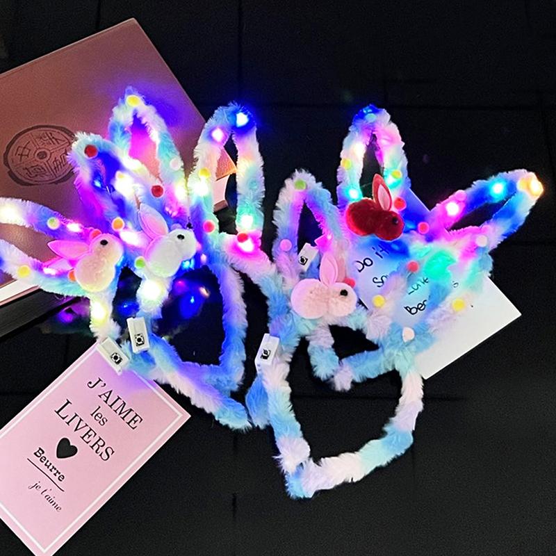 1Pc  Plush Glow Glow Ball Rabbit Hair Band Party Plush Glow Headwear