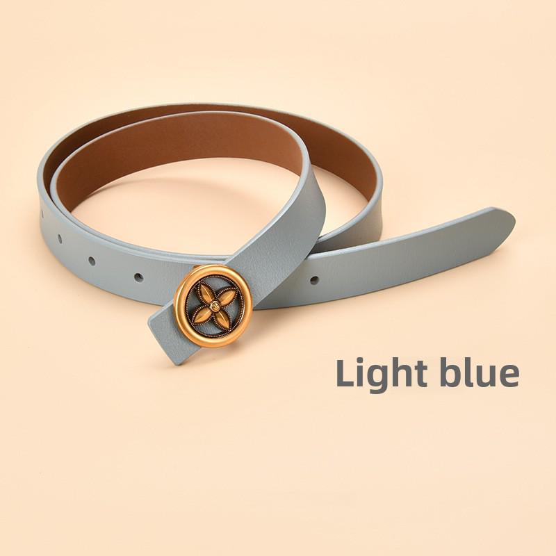 Damen Echt Rindsleder Dekogürtel mit runder Schnalle - Allround-Design für Jeans und Taillenformung