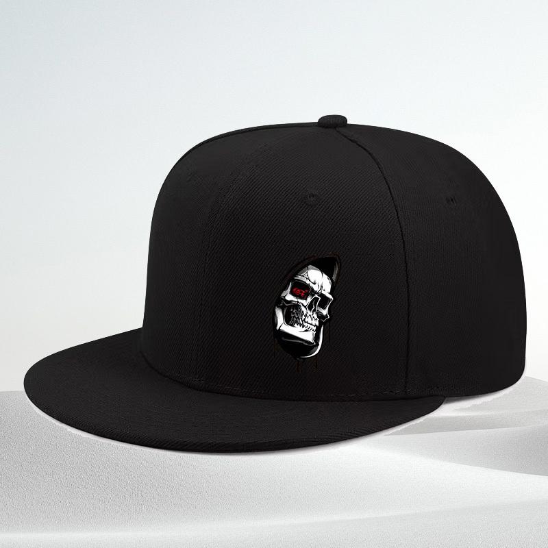 New Skull Print Fashionable Peaked Cap Spring and Summer Urban Versatile Street Hip-hop Flat Brim Hat чёрный