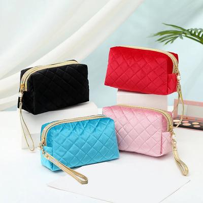 Nuove borse per cosmetici da donna in velluto, pochette, borse portaoggetti per telefono da viaggio con cerniera portatile, borsa per trucco vintage per ragazza
