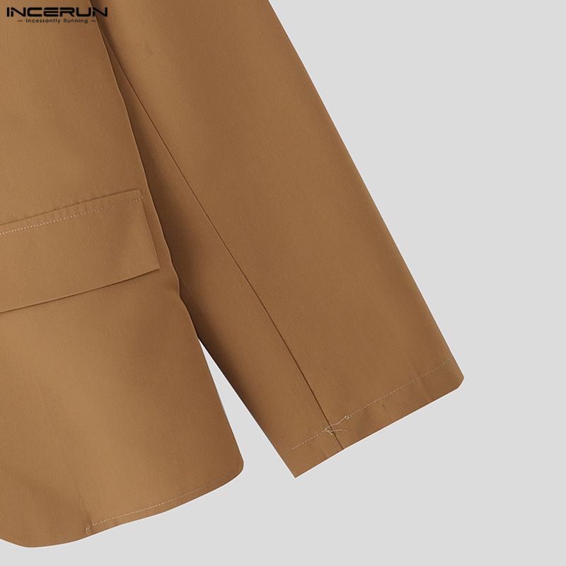 INCERUN Men One Shoulder Long Sleeve Cutout Bandage Irregular Thin Blazer Coats