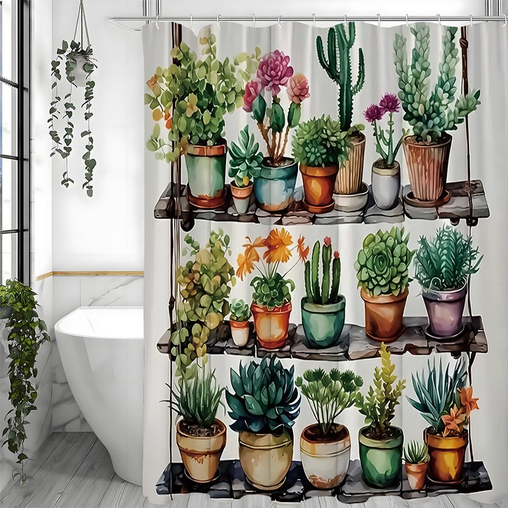 

Тропический кактус лист суккуленты теплица цветущие растения горшечные растения шторка для душа, декоративная шторка для душа для ванной комнаты, вода 90*180cm
