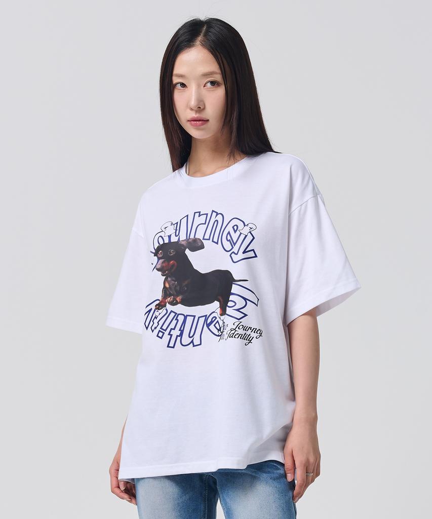 OUNDERR Mask Puppy Tee Oversized Short Sleeve T-Shirt [White]