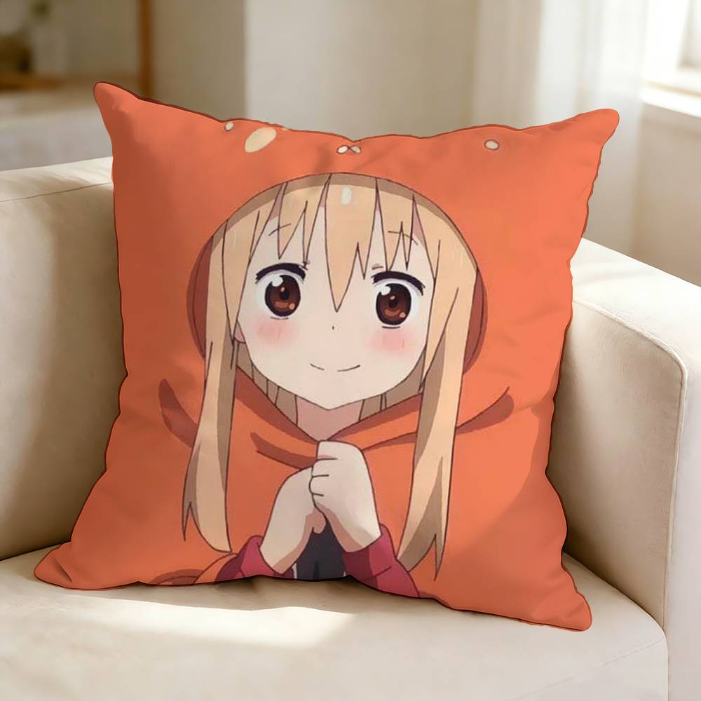 DDoma Umaru Anime HHimouto Umaruchan  Pillow Case Square DoubleSided Sofa Cushion Cover Bedroom Bedside Pillow