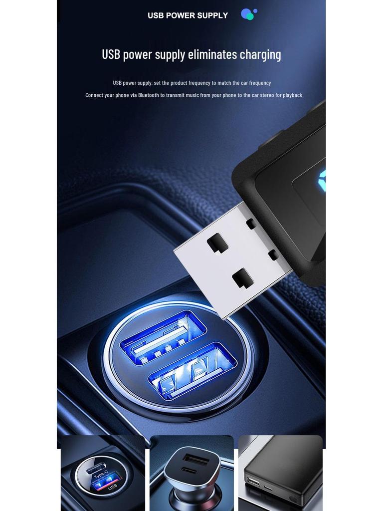 USB Bluetooth Aux 5.3 Receiver: Lossless Sound MP3 Player & FM Transmitter for Car Radio