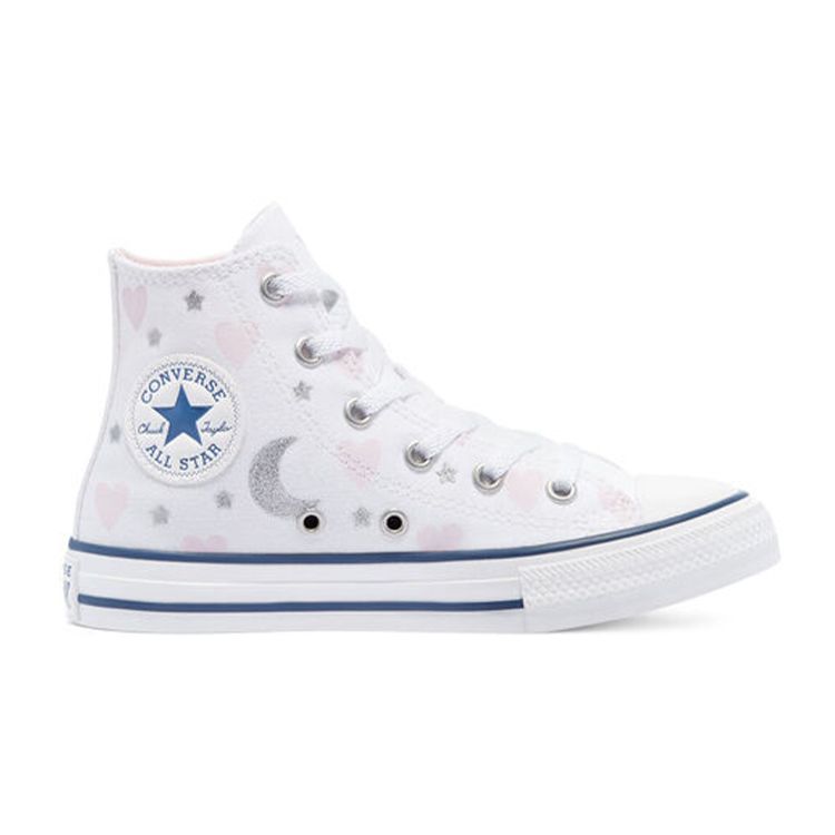 Converse Chuck Taylor All Star High GS My Wish Kids Sneakers White Pink Silver 671094C