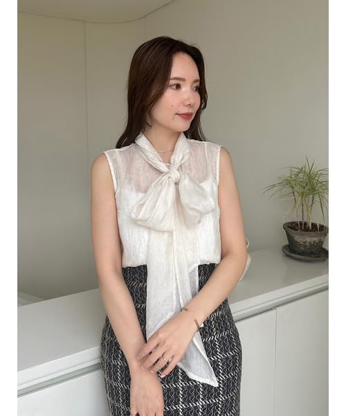 Snidel Women's Sleeveless Bowtie Blouse SWFB234276 IVR