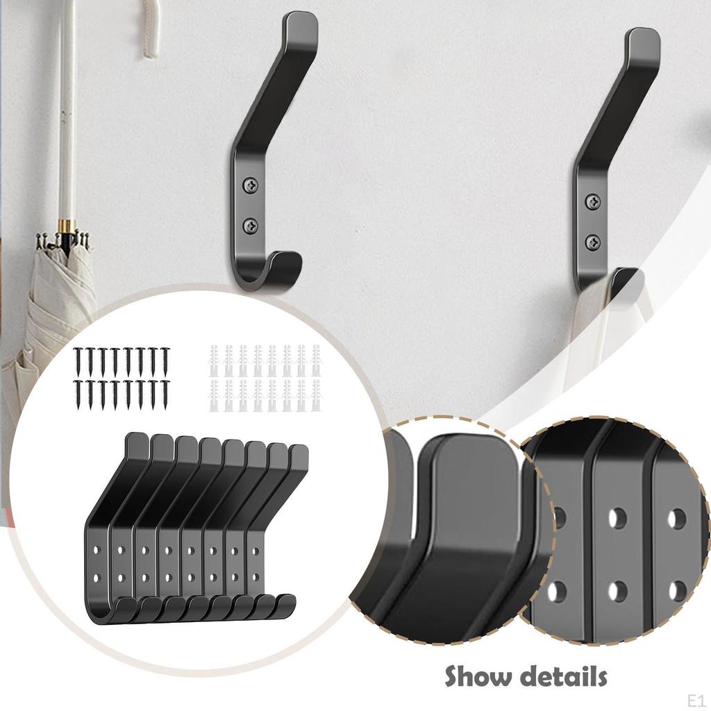 8x Coat Hooks Wall Mount Organizer Decor Space Saving Hangers Behind Door for Closet