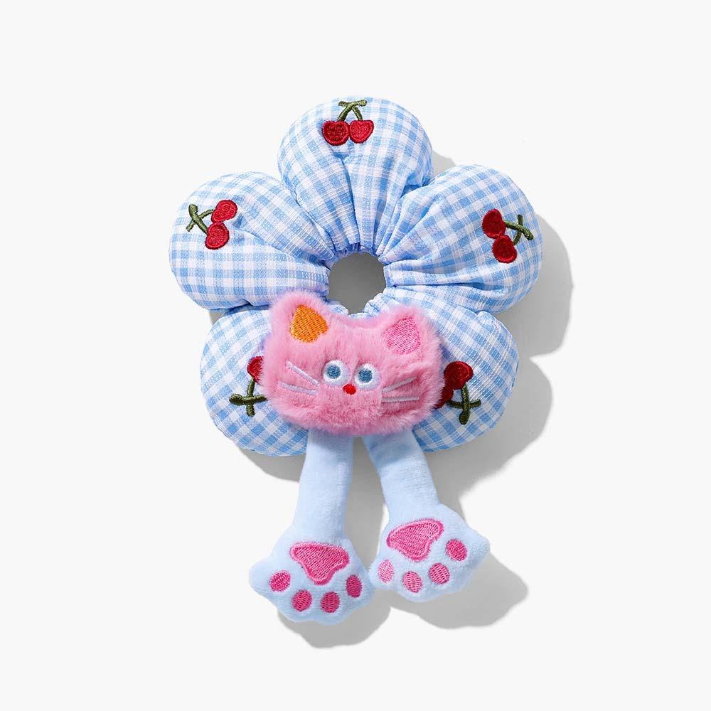 Cute Cotton Filled Scrunchies Cloth Plaid Flower Hair Ring Creative Bun Rubber Bands  Travel
