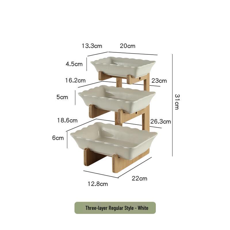 

Creative Three-Tier Fruit Plate with Bamboo Stand