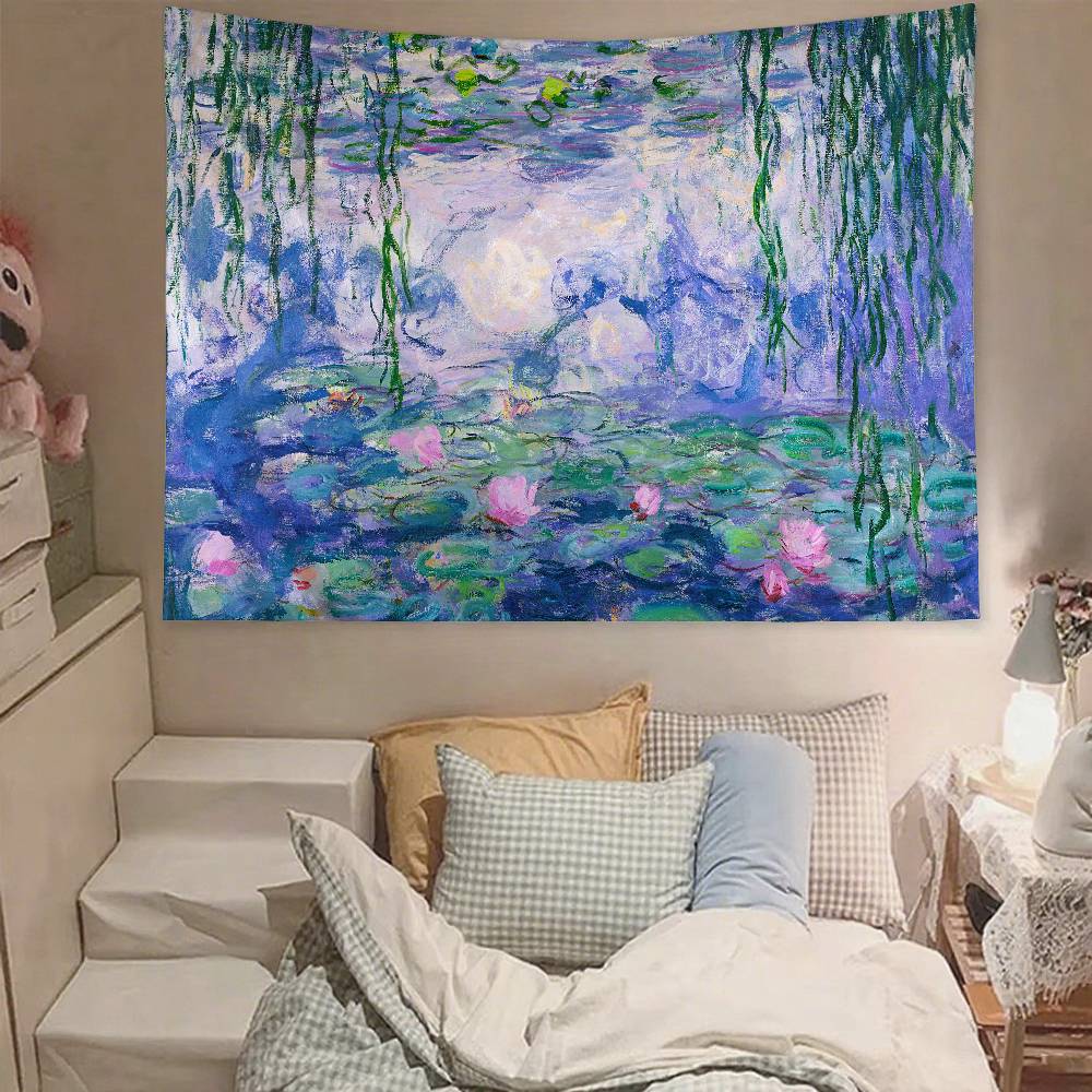 Claude Monet Tapestry Wall Hanging Tapestry Art Deco Blanket Curtain Hanging At Home Bedroom Living Room Decor