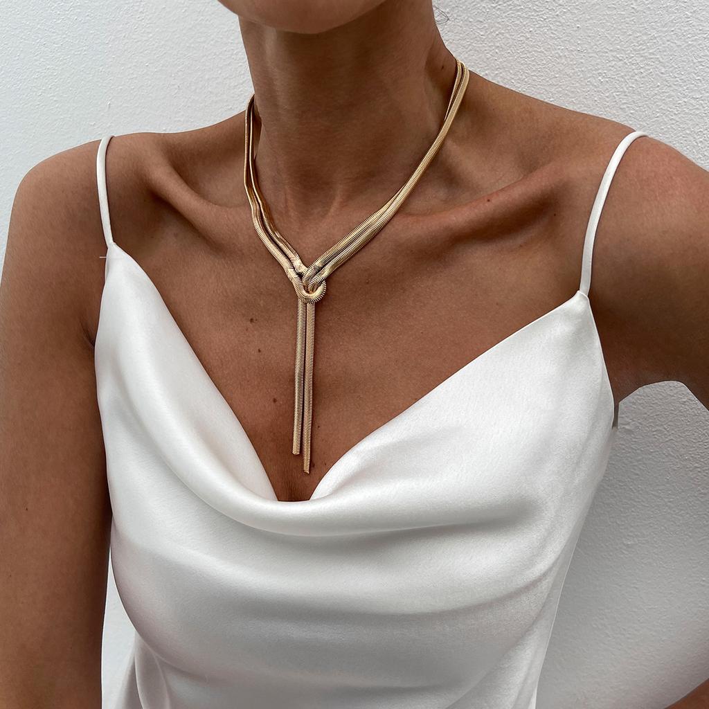 Ingemark Vintage Hladký Hadí Řetízek Náhrdelník pro Ženy 2026 Nová Móda Vícevrstvý Dlouhý Třásněný Choker na Hrudník Party Šperky Dárek