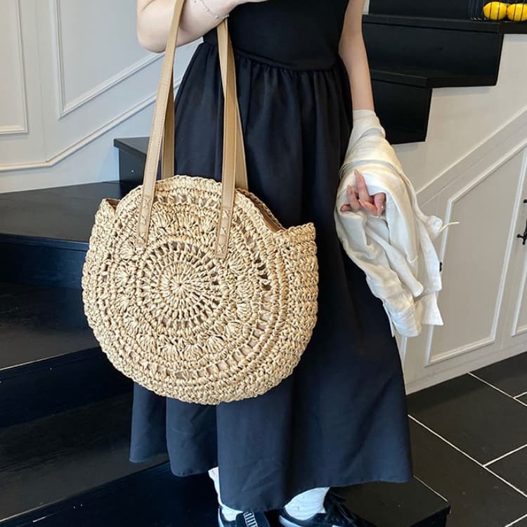 Round Straw Bag Women's Shoulder Beach Bag