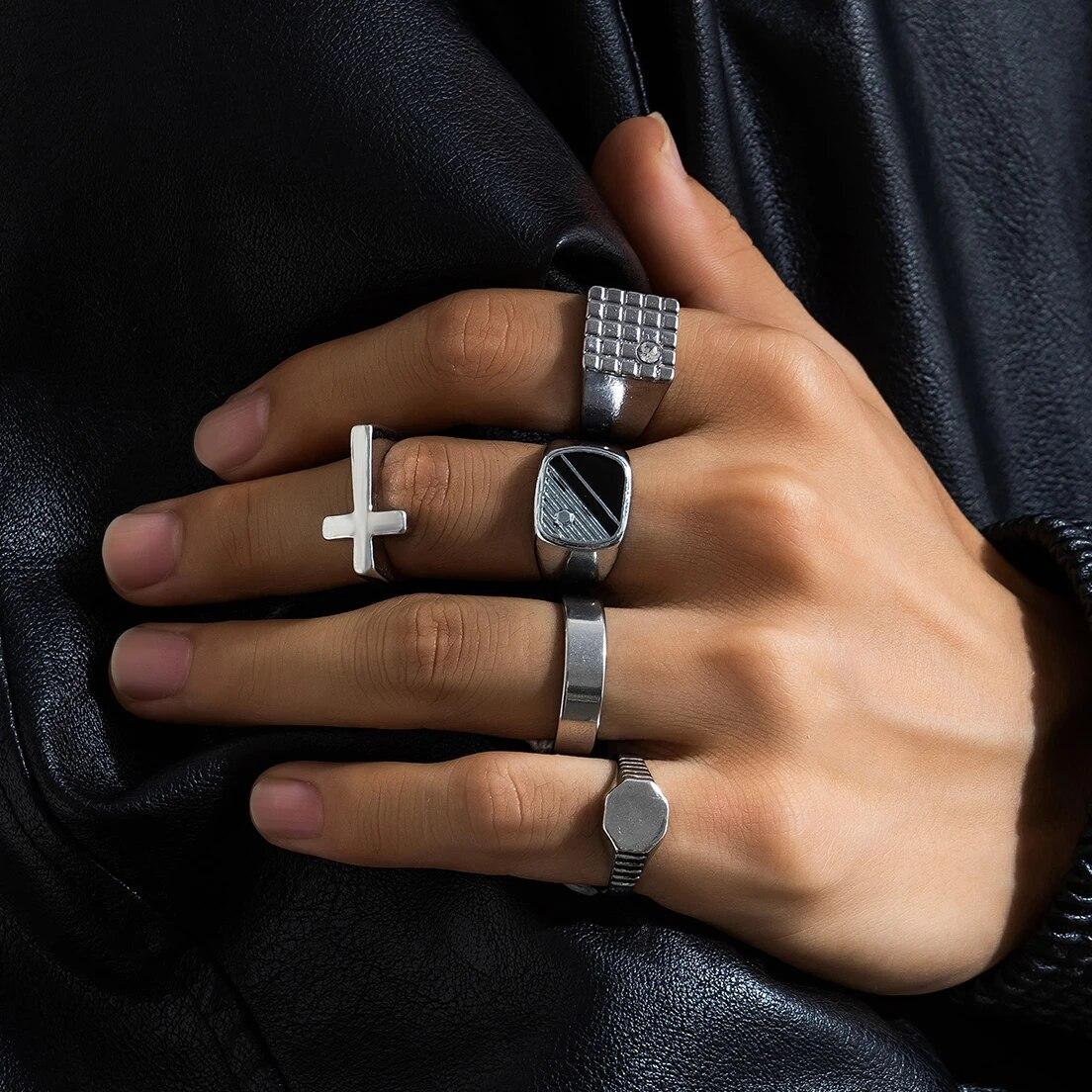 6 шт./компл. готический винтажный скелет череп антикварный серебряный цвет кольца набор унисекс панк резные костяшки ювелирные изделия аксессуары стимпанк мужчины