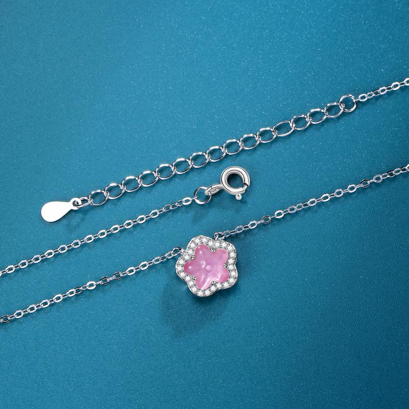 Kirschblüten-Halskette Damen Leichter Luxus Nische Koreanische Ausgabe ins Einfacher Koreanischer Rosa Kristall Damen-Accessoires