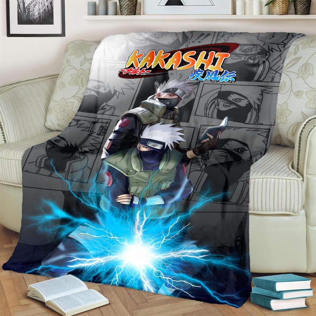 Anime-Naruto Print Blanket Warm Comfortable Flannel Blanket for Bedrooms, Sofas, Beds, Chairs, Picnics, Travel -LXR68
