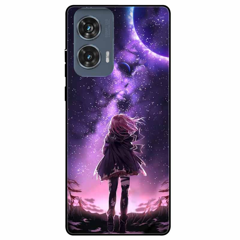 For Moto Edge 50 Fusion Case Silicone Space Animal TPU Soft Black Cover For Motorola Edge 50 Fusion Cases 50Fusion Cool TPUCover