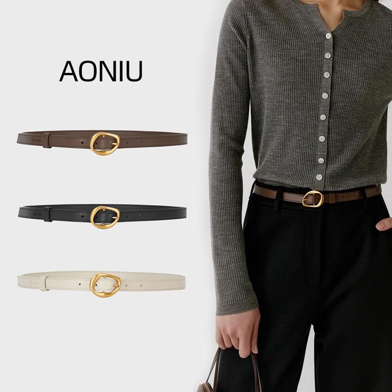 Womens Fashion Genuine Leather Belt Small Size First Layer Cowhide Pin Buckle Pants Decoration
