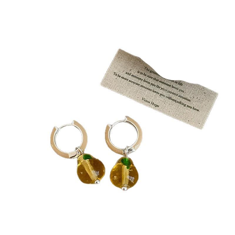 Summer Fresh Yellow Pear & Apple Mushroom Earrings - Women's Trendy, Cute, Versatile Fashion Jewelry.