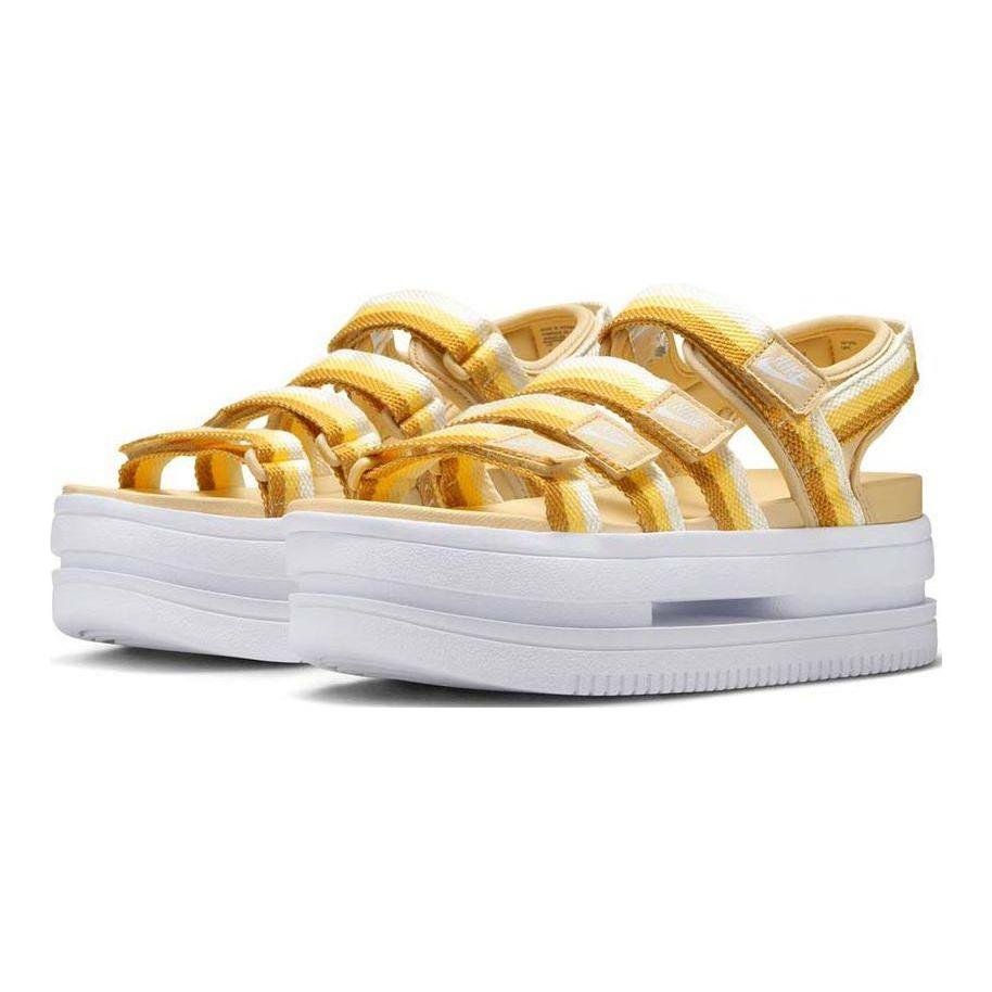 Nike Icon Classic Sandales de Sport Durables Antidérapantes Sandales pour Femmes Blanc Jaune DH0223-200