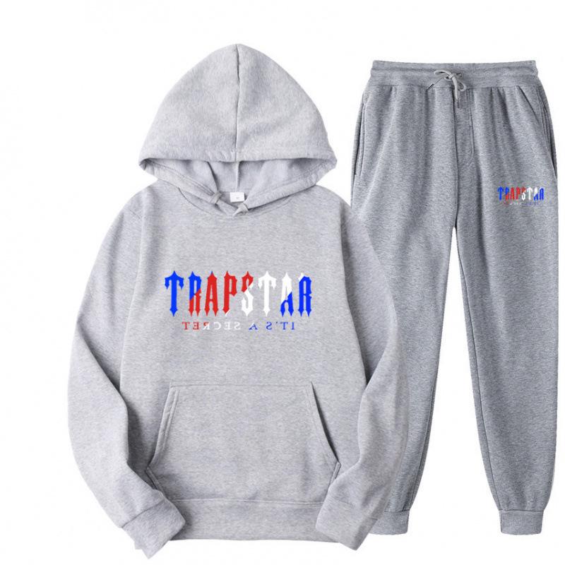 Trapstar Streetwear Hooded Fleece Sweatshirt Casual Sport Two-Piece Set for Men & Women