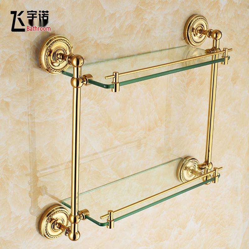 European Style Brass Gold Bathroom Towel Rack Set - Toilet Hardware & Accessories